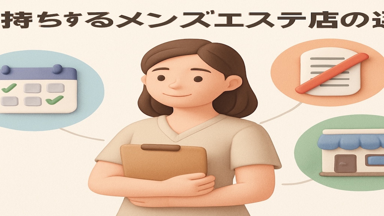 掛け持ちするメンズエステ店の選び方を表すClay風イラスト