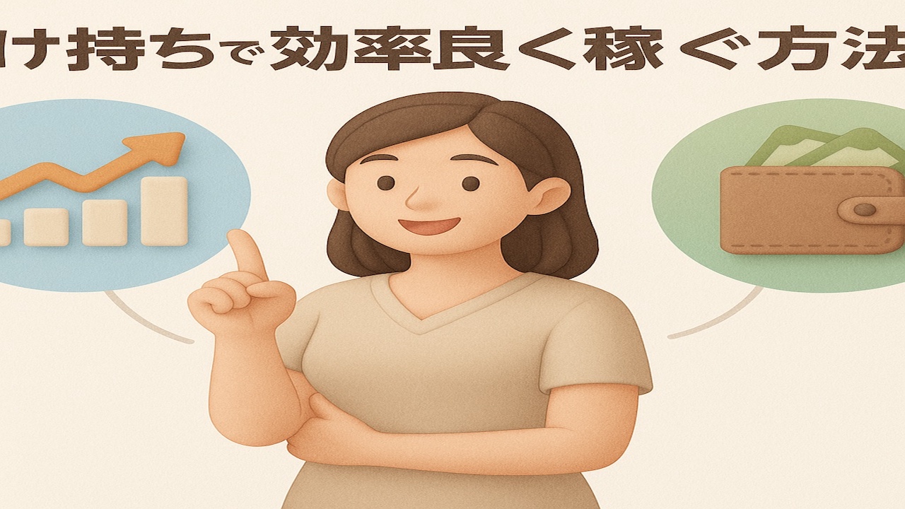 掛け持ちで効率良く稼ぐ方法を表すClay風イラスト