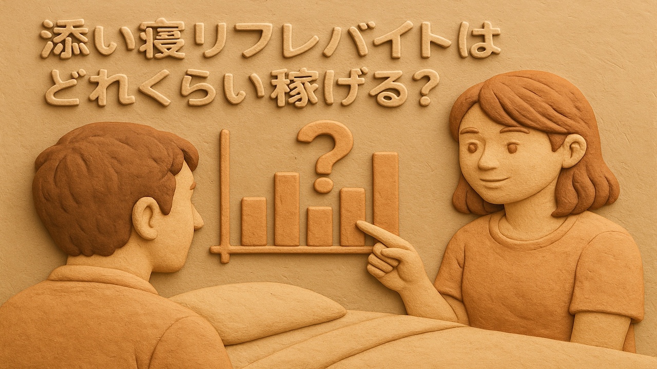 添い寝リフレバイトの収入をイメージ 女性が給料を手にして喜んでいるシーン